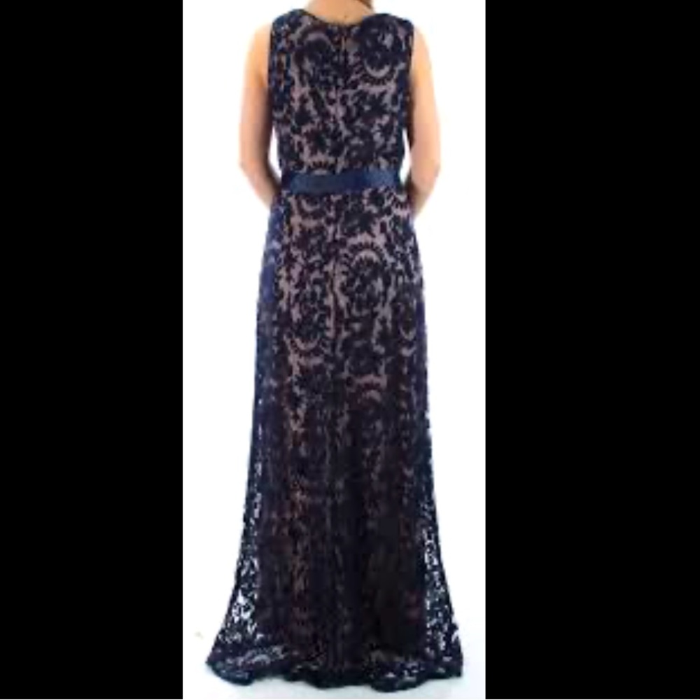 Adrianna Papell Long Lace Gown Navy Mother of bride Dress With sash Belt 12 - Picture 5 of 16